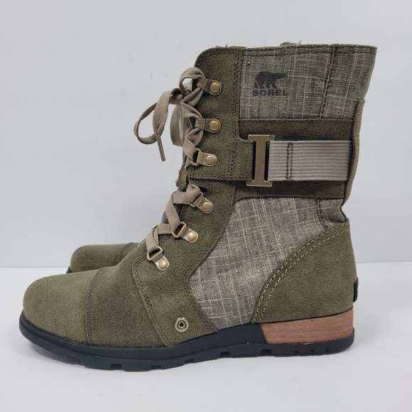 Sorel Major Carly Women's Green Combat Zip Up Boots NL2158-383 US SZ 9 - Picture 2 of 12